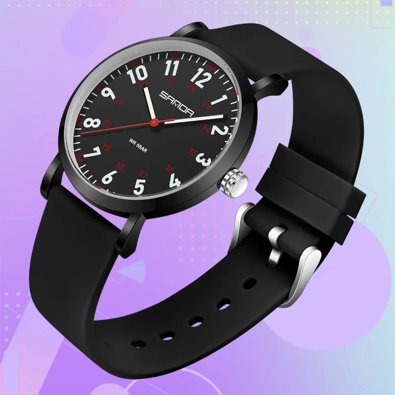 Sanda Quartz Movement Silicone Strap Watch Unisex White Dial-43