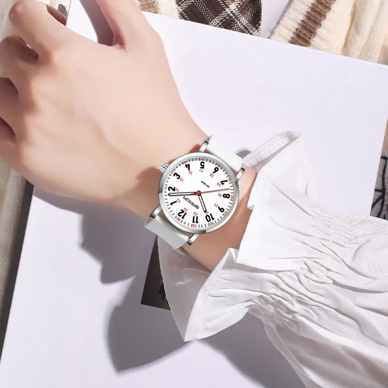 Sanda Quartz Movement Silicone Strap Watch Unisex White Dial-4