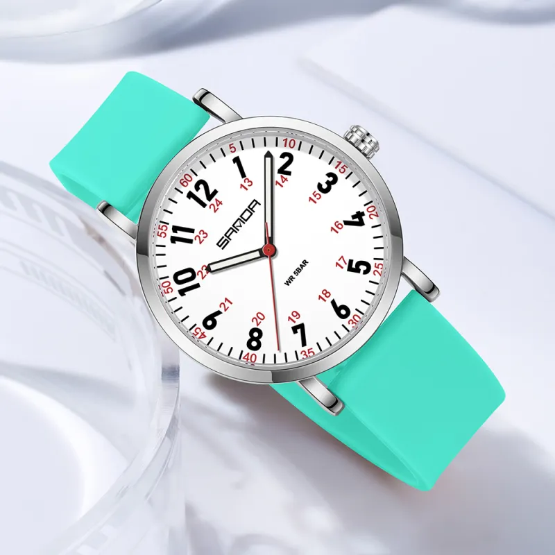 Sanda Quartz Movement Silicone Strap Watch Unisex White Dial-25
