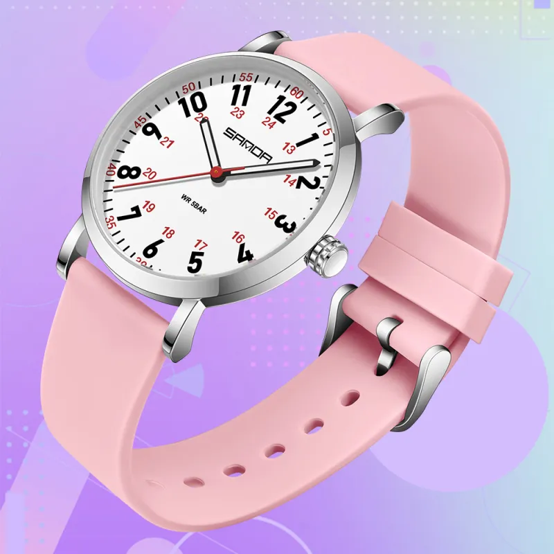 Sanda Quartz Movement Silicone Strap Watch Unisex White Dial-16