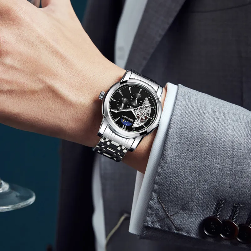 Sanda Automatic Mechanical Movement Stainless Steel Strap Watch Men's Watches White Dial-7