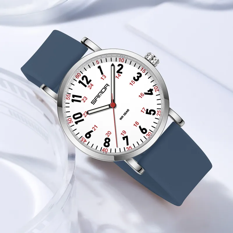 Sanda Quartz Movement Silicone Strap Watch Unisex White Dial-31