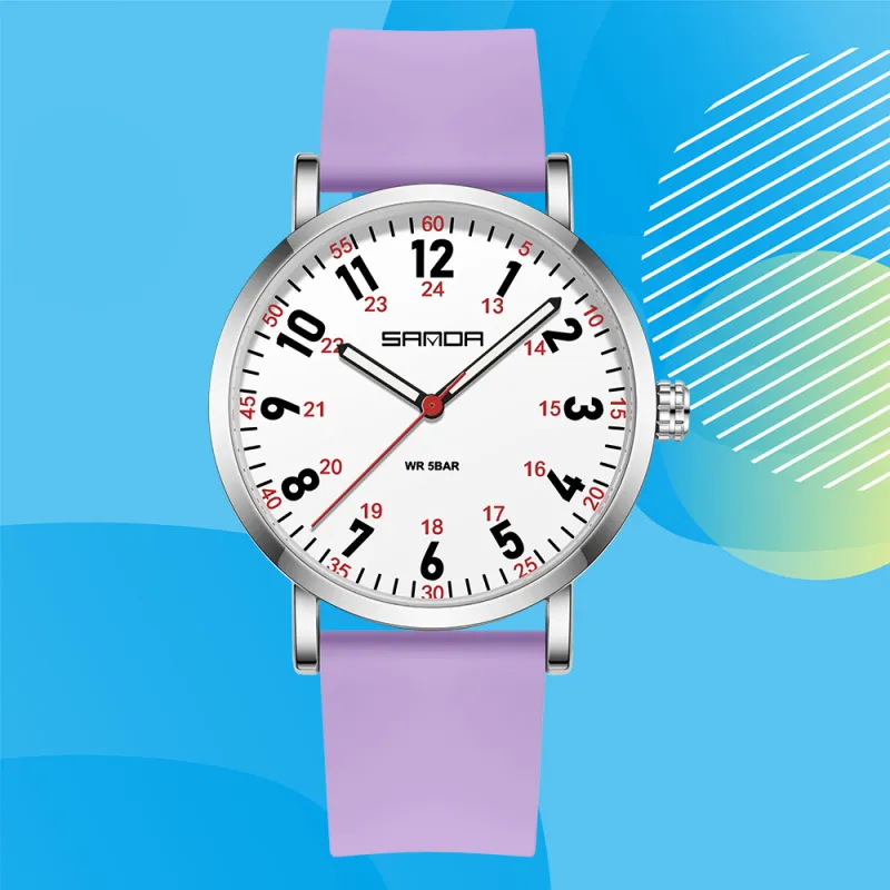 Sanda Quartz Movement Silicone Strap Watch Unisex White Dial-21