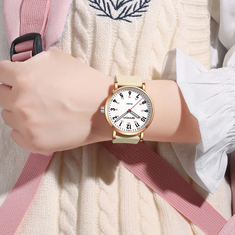 Sanda Quartz Movement Silicone Strap Watch Unisex White Dial-10