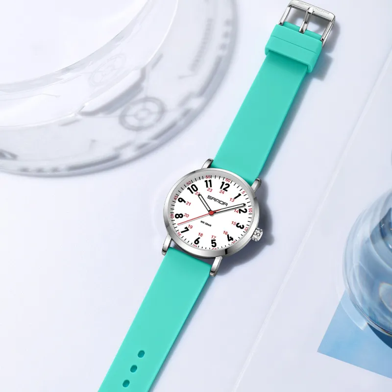 Sanda Quartz Movement Silicone Strap Watch Unisex White Dial-26