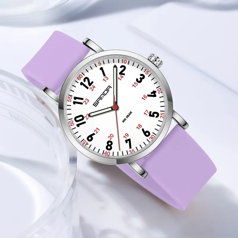 Sanda Quartz Movement Silicone Strap Watch Unisex White Dial-20