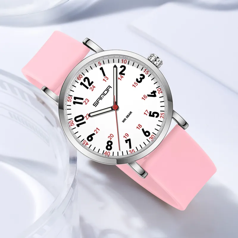 Sanda Quartz Movement Silicone Strap Watch Unisex White Dial-15