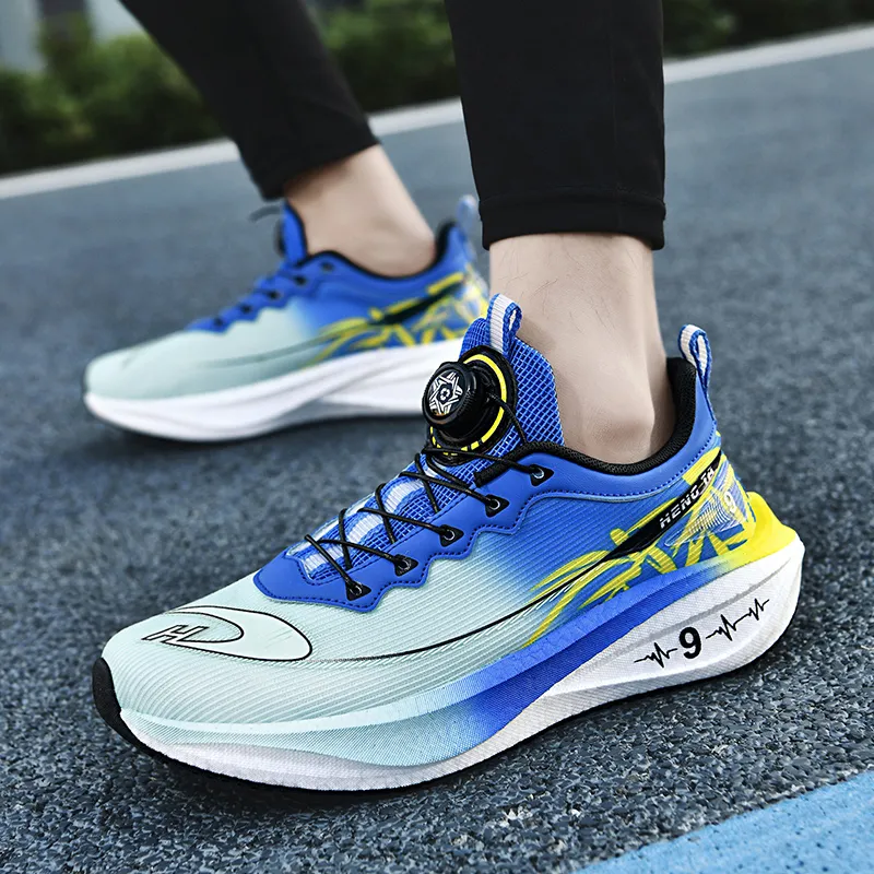 Kuding Running Shoes Men Low Top White Light Blue/White Light Moon/White Sapphire/White Yellow Black-8