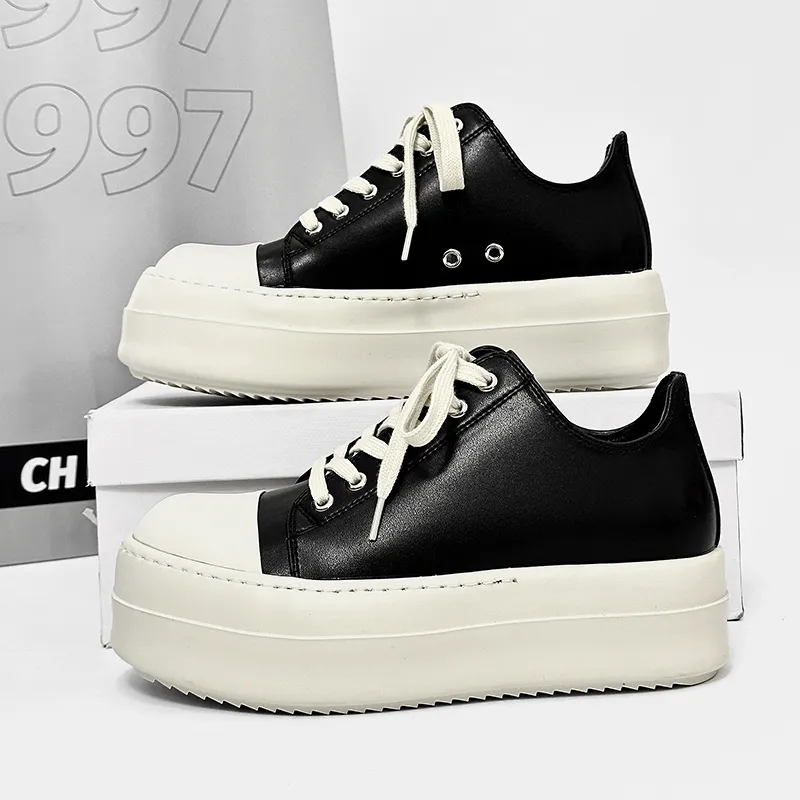 Kuding Skateboard Shoes Unisex Low Top White Black-7