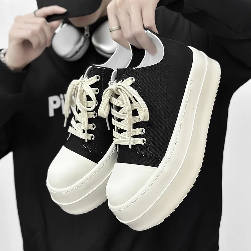 Kuding Skateboard Shoes Unisex Low Top White Black-3