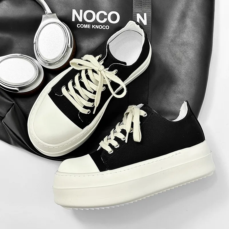 Kuding Skateboard Shoes Unisex Low Top White Black-2