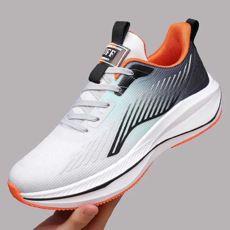 Kuding Running Shoes Men Low Top Black/White-7