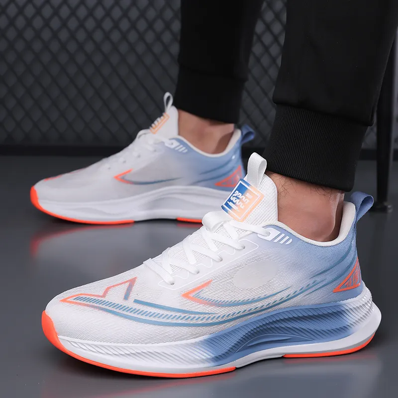 Kuding Running Shoes Men Low Top White Blue/Blue Black/Black-13