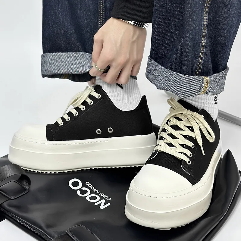 Kuding Skateboard Shoes Unisex Low Top White Black-1