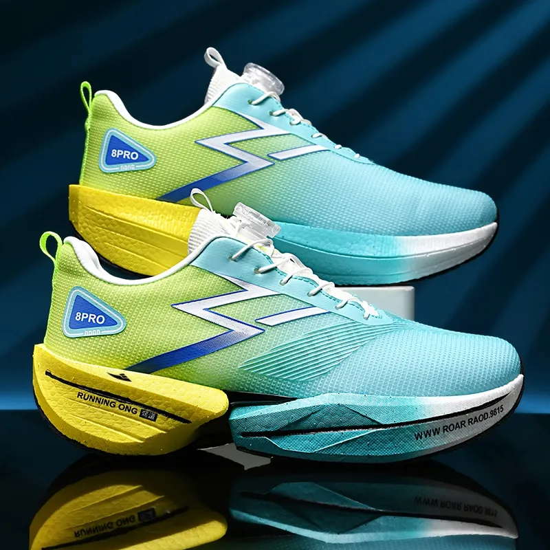 Kuding Running Shoes Unisex Low Top Electric Blue/White Pink/Moon Black/Green Spring Green-15
