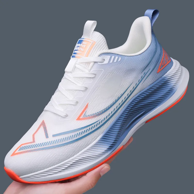 Kuding Running Shoes Men Low Top White Blue/Blue Black/Black-14