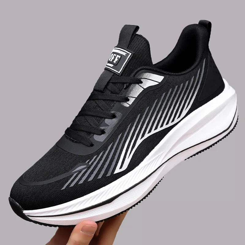 Kuding Running Shoes Men Low Top Black/White-2