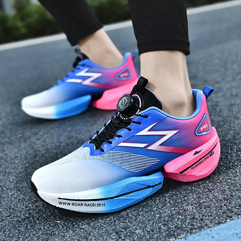 Kuding Running Shoes Unisex Low Top Electric Blue/White Pink/Moon Black/Green Spring Green-2