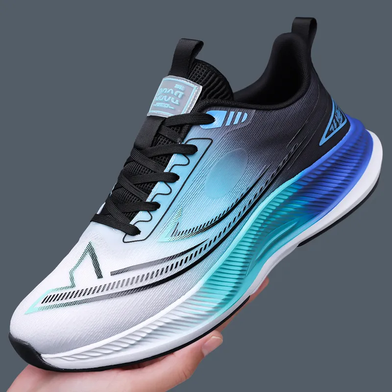 Kuding Running Shoes Men Low Top White Blue/Blue Black/Black-9
