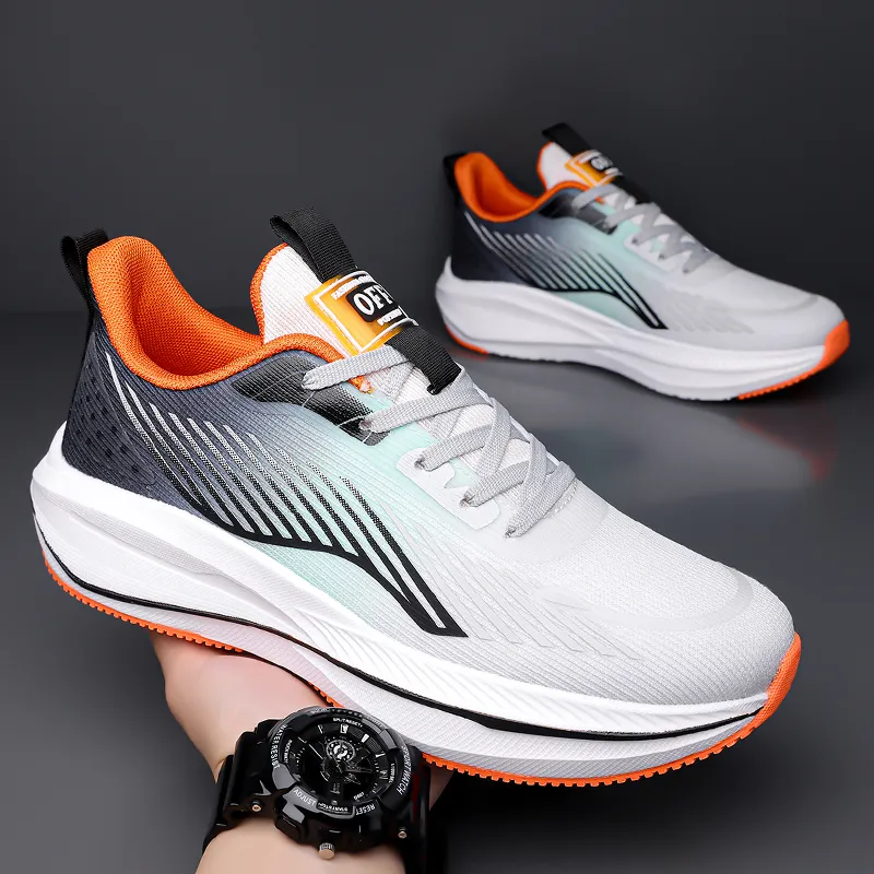 Kuding Running Shoes Men Low Top Black/White-6