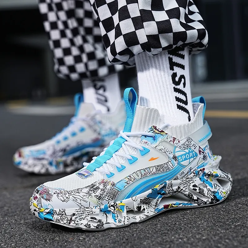 Kuding Running Shoes Unisex Low Top Black Orange/Black Blue/White Moon/White Blue-15
