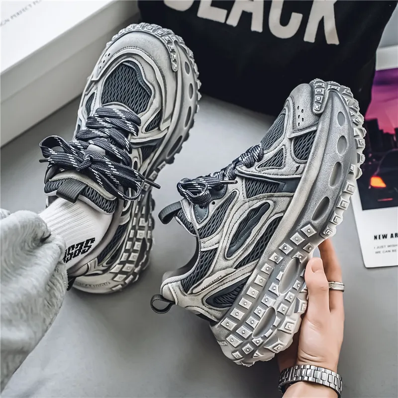 Kuding Anti Slip And Wear Resistant Height Increasing Low Top Chunky Sneakers Men's-6