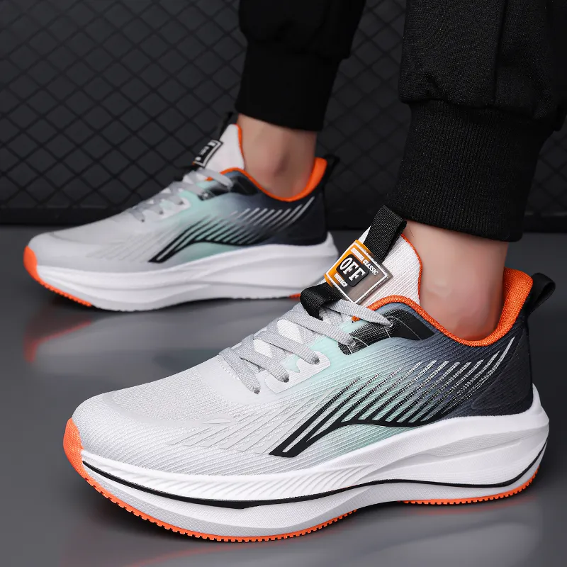 Kuding Running Shoes Men Low Top Black/White-8