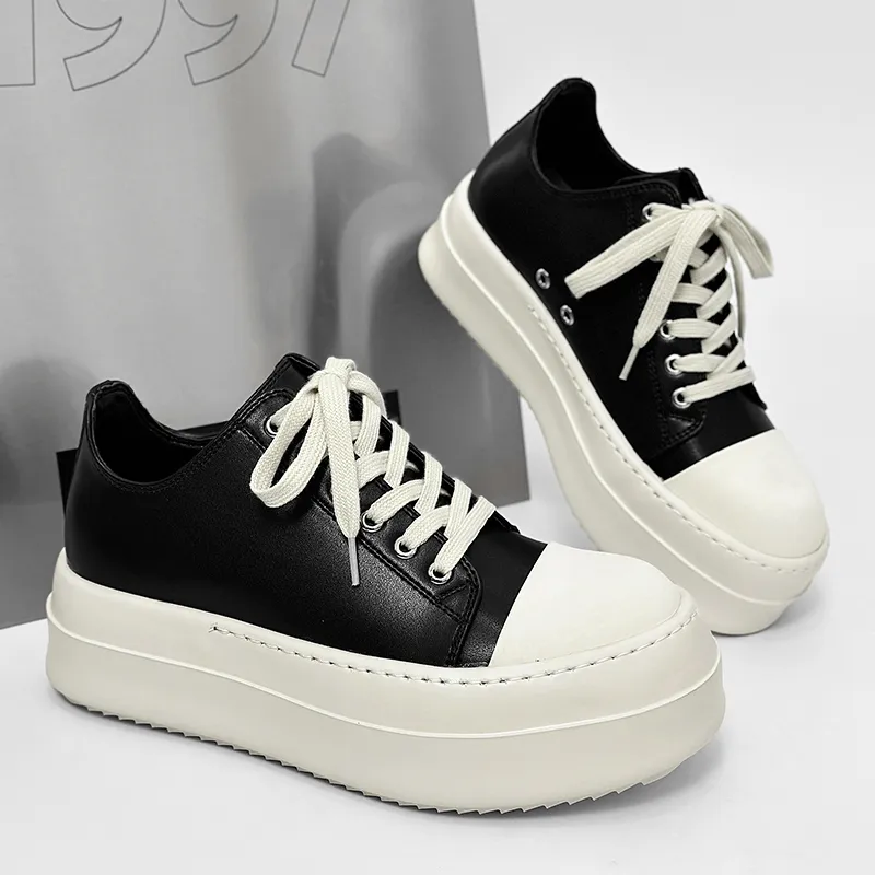 Kuding Skateboard Shoes Unisex Low Top White Black-10