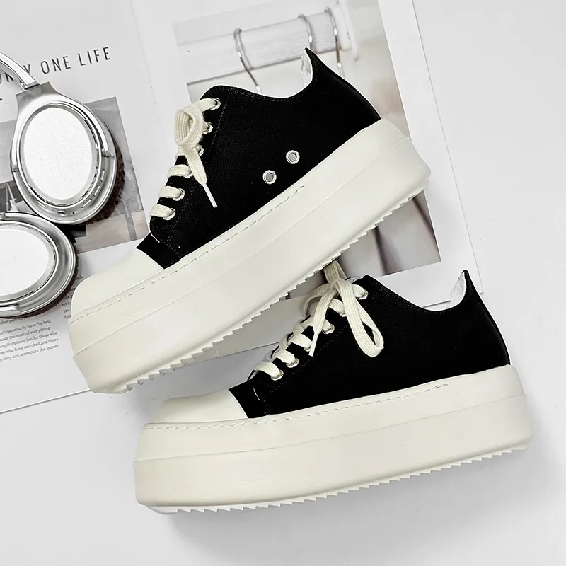 Kuding Skateboard Shoes Unisex Low Top White Black-4