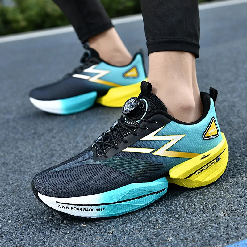 Kuding Running Shoes Unisex Low Top Electric Blue/White Pink/Moon Black/Green Spring Green-10