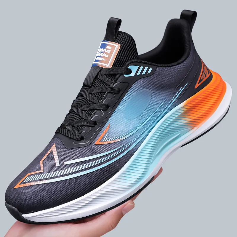 Kuding Running Shoes Men Low Top White Blue/Blue Black/Black-4