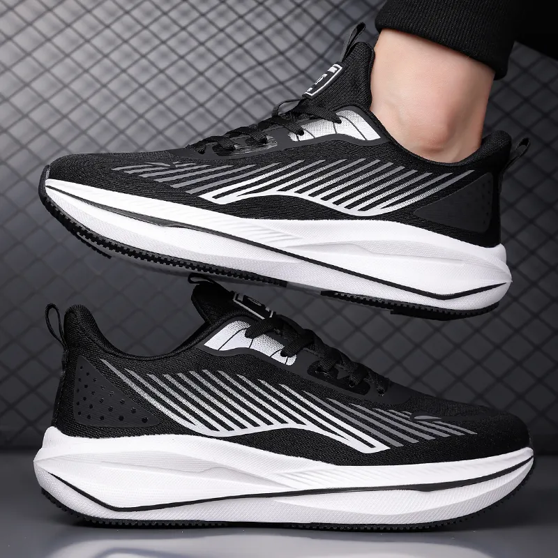 Kuding Running Shoes Men Low Top Black/White-4