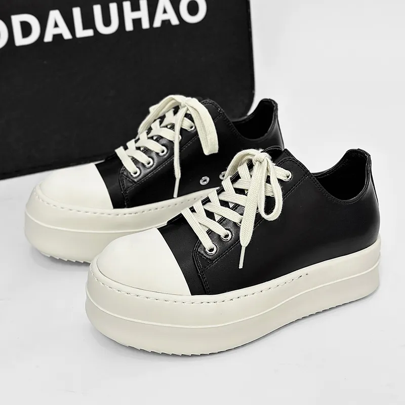 Kuding Skateboard Shoes Unisex Low Top White Black-9