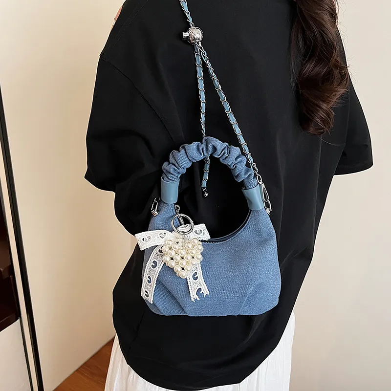 JIANGLIDA Denim Handbag Women's Light Blue/Dark Blue-6