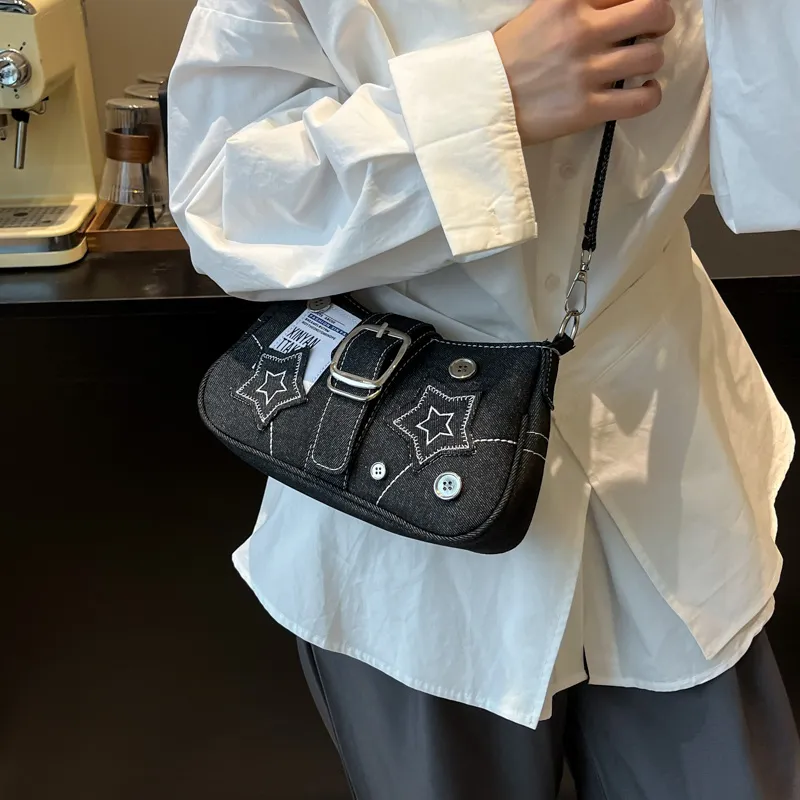 JIANGLIDA PU Shoulder Bag Women's Blue/Black-7