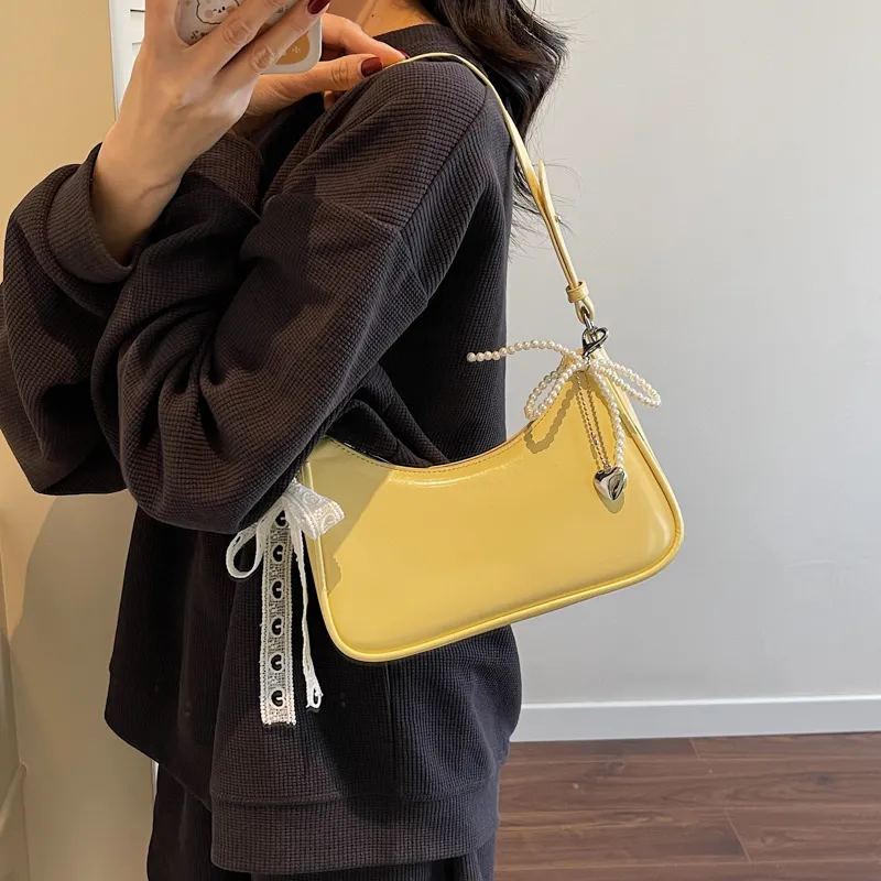 JIANGLIDA PU Dumpling Bag Shoulder Bag Regular Women's Ecru/Pink/Yellow/Black-10