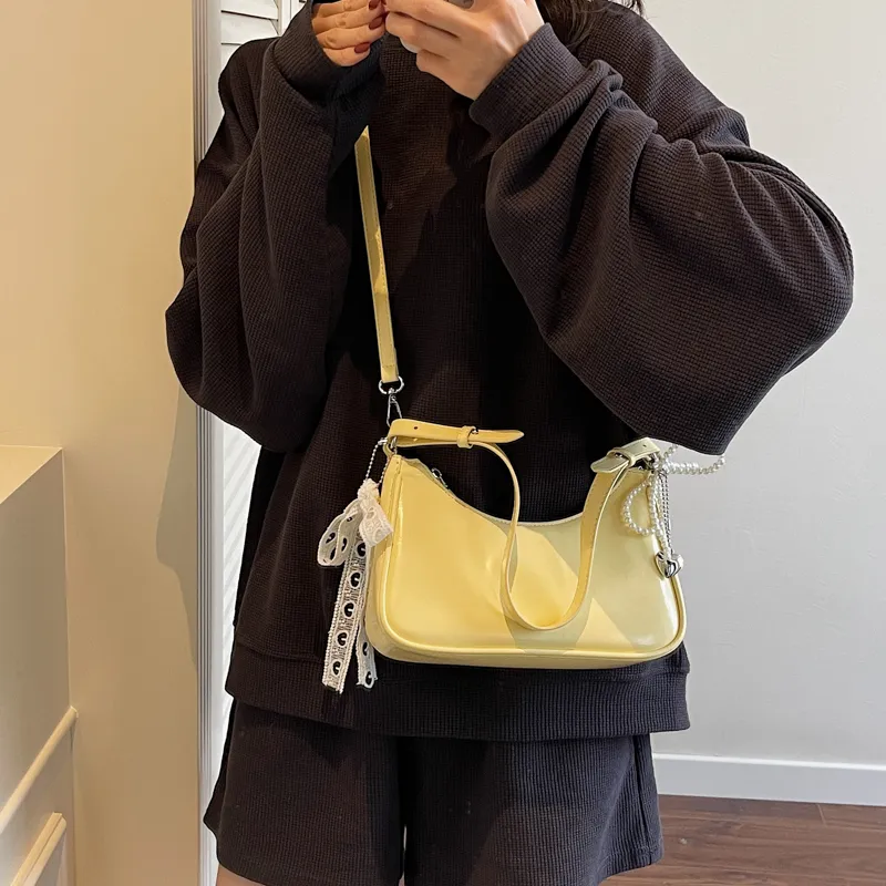 JIANGLIDA PU Dumpling Bag Shoulder Bag Regular Women's Ecru/Pink/Yellow/Black-9