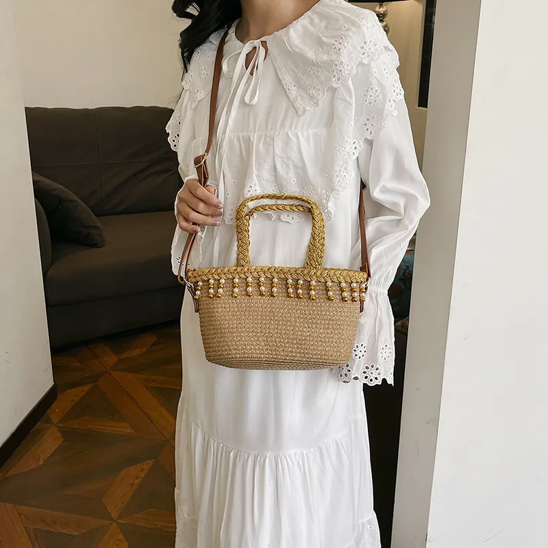 JIANGLIDA Woven Crossbody One Shoulder Handbags Regular Women's Ecru/Khaki-13