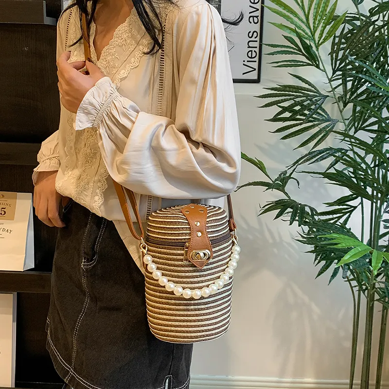JIANGLIDA Woven Bucket Bags Handbag Crossbody Bag Regular Women's Multicolor-13