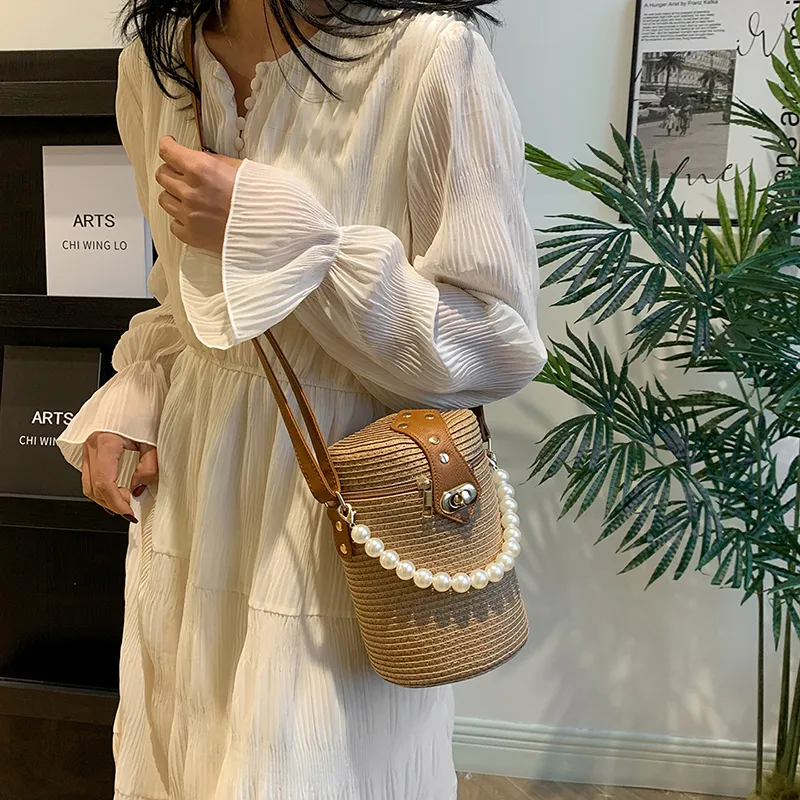 JIANGLIDA Woven Bucket Bags Handbag Crossbody Bag Regular Women's Multicolor-4