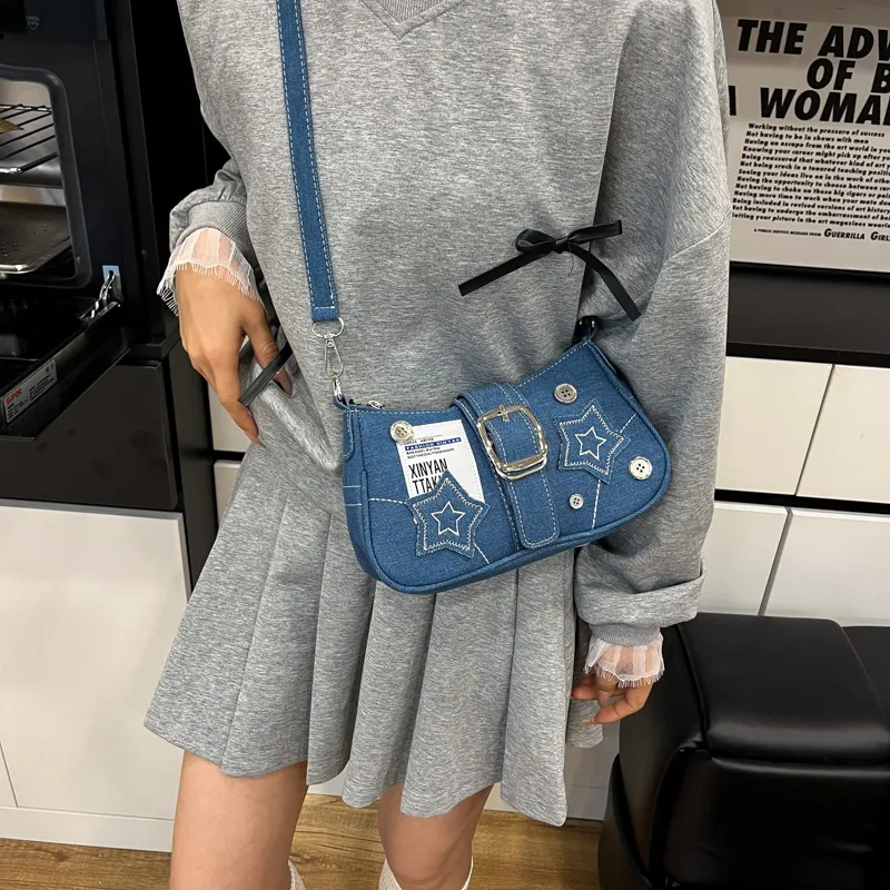JIANGLIDA PU Shoulder Bag Women's Blue/Black-2