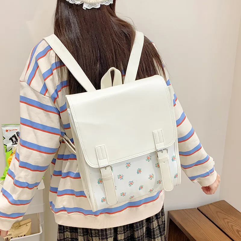 JIANGLIDA PU Backpack Women's Large Floral/Small Floral-2