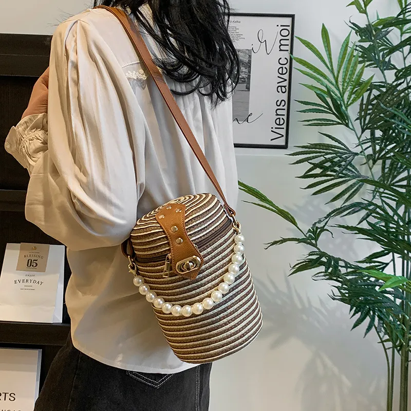 JIANGLIDA Woven Bucket Bags Handbag Crossbody Bag Regular Women's Multicolor-11