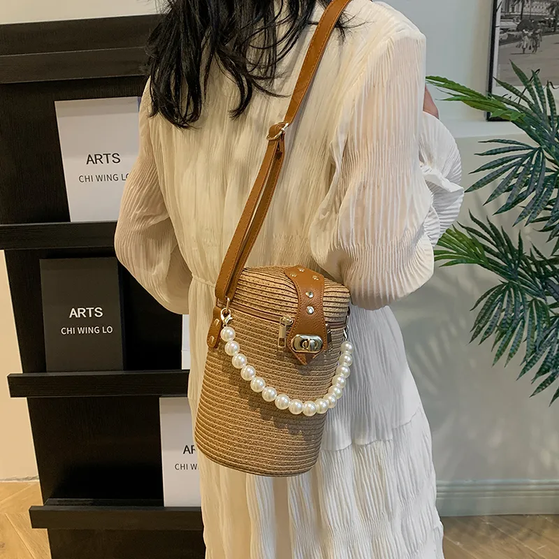 JIANGLIDA Woven Bucket Bags Handbag Crossbody Bag Regular Women's Multicolor-6
