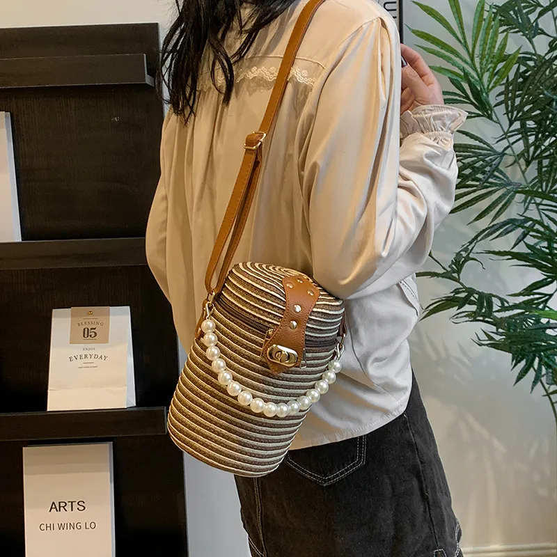 JIANGLIDA Woven Bucket Bags Handbag Crossbody Bag Regular Women's Multicolor-10