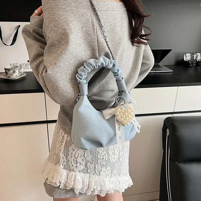 JIANGLIDA Denim Handbag Women's Light Blue/Dark Blue-2