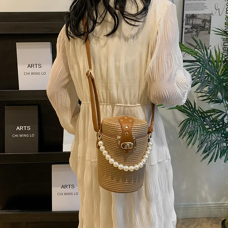 JIANGLIDA Woven Bucket Bags Handbag Crossbody Bag Regular Women's Multicolor-5