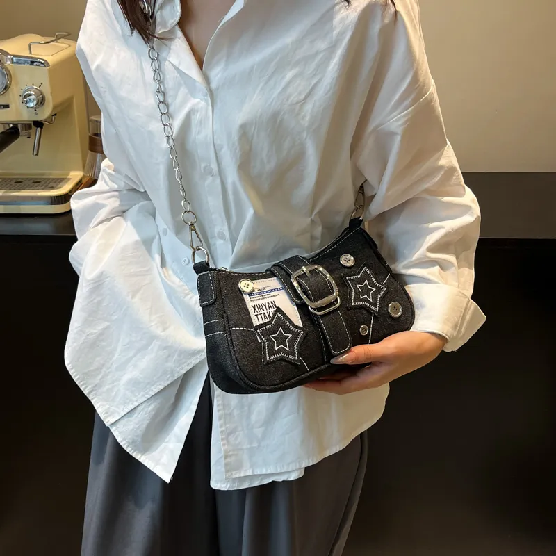 JIANGLIDA PU Shoulder Bag Women's Blue/Black-6