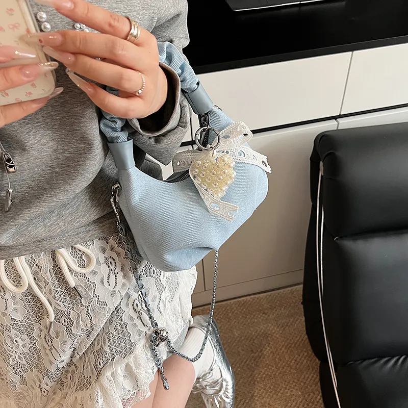 JIANGLIDA Denim Handbag Women's Light Blue/Dark Blue-1