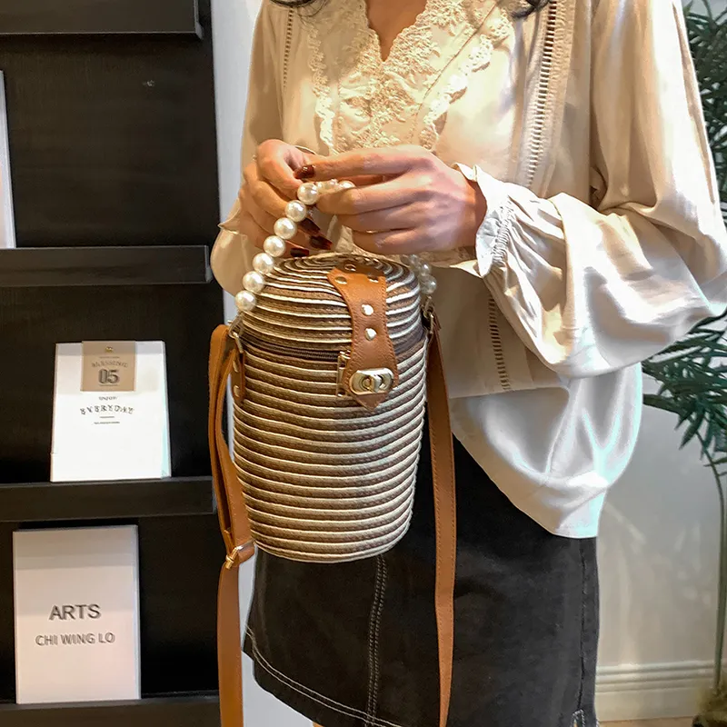 JIANGLIDA Woven Bucket Bags Handbag Crossbody Bag Regular Women's Multicolor-12